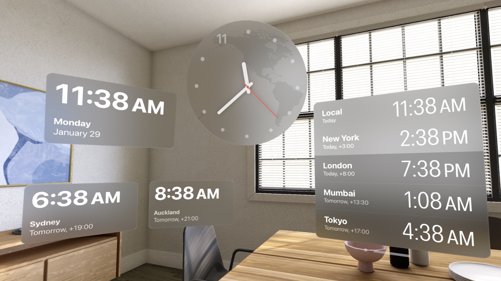 Screenshots of various Clocks windows.