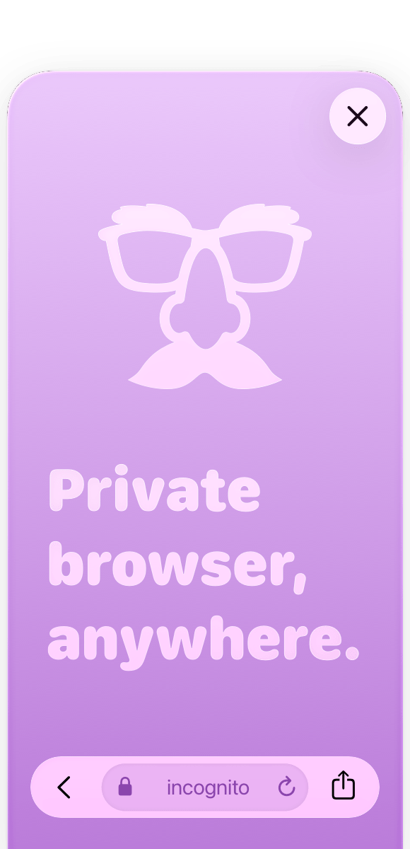 Screenshot of Incognito browser popped-up inside another app.